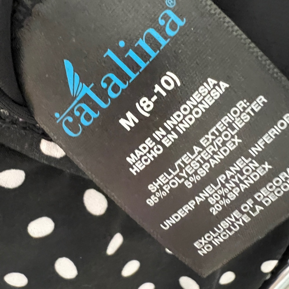 Catalina Black Polka Dot Dress w bodysuit liner - Picture 2 of 4